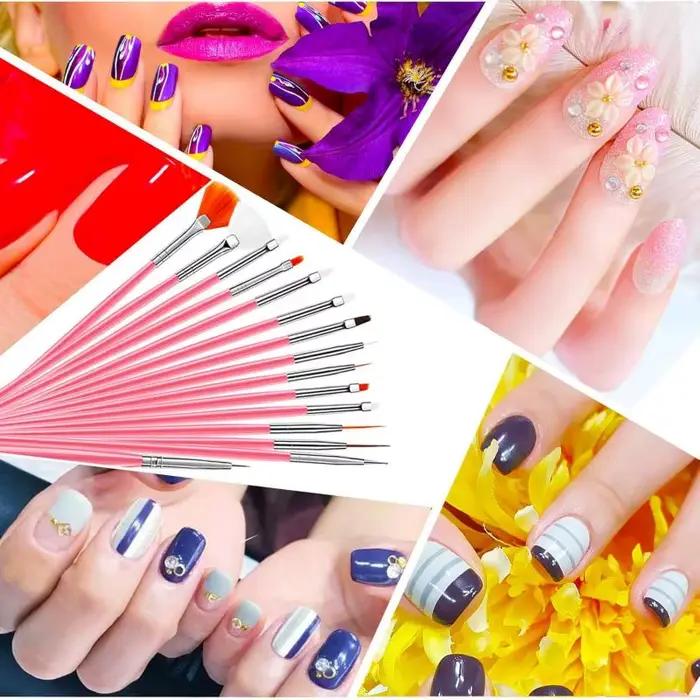 Ensemble de pinceaux à ongles professionnels, fournitures pour ongles, acrylique, gel UV, dessin, po