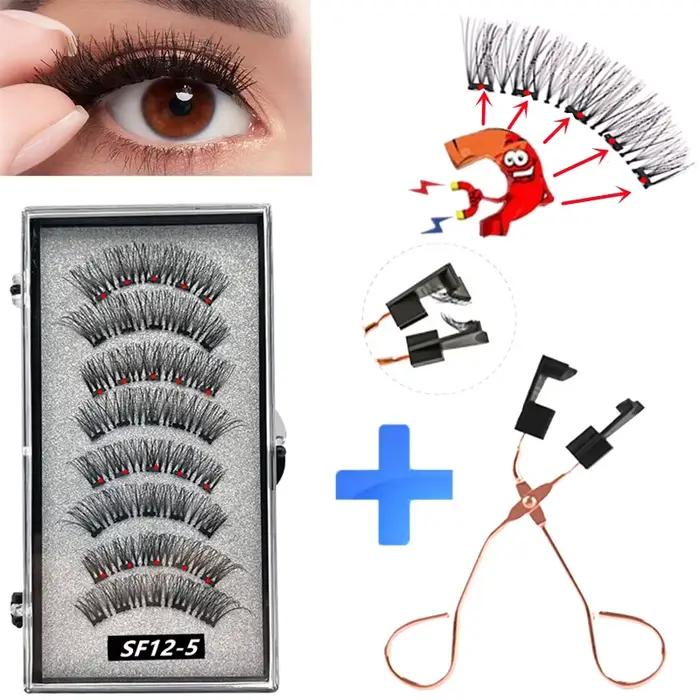 8 pièces, 2 paires de faux cils magnétiques 3D, cils magnétiques, outils de maquillage, extensions d