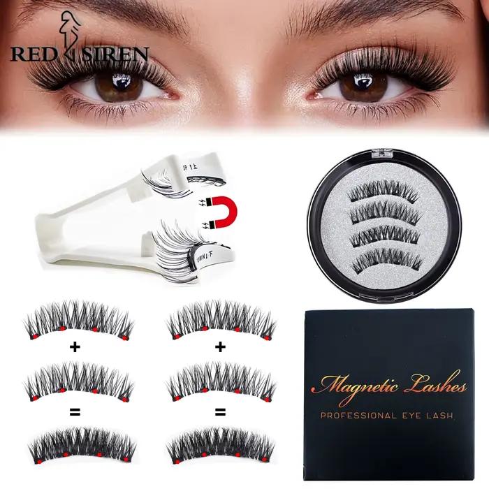Cils magnétiques RED SIREN avec applicateur Kit de cils magnétiques naturels réutilisables aucune co