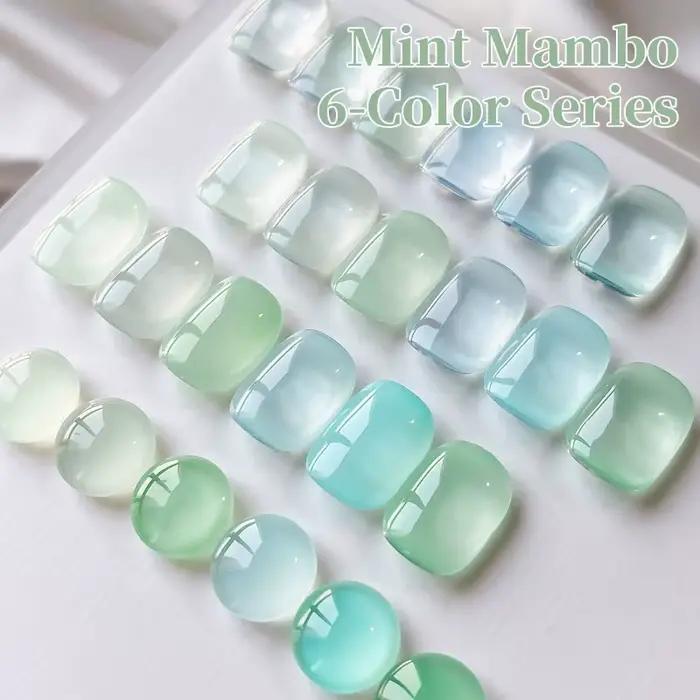 Ensemble de vernis à ongles Gel menthe glacée, 6 couleurs, série Mint Mambo, Kit UV à tremper pour S