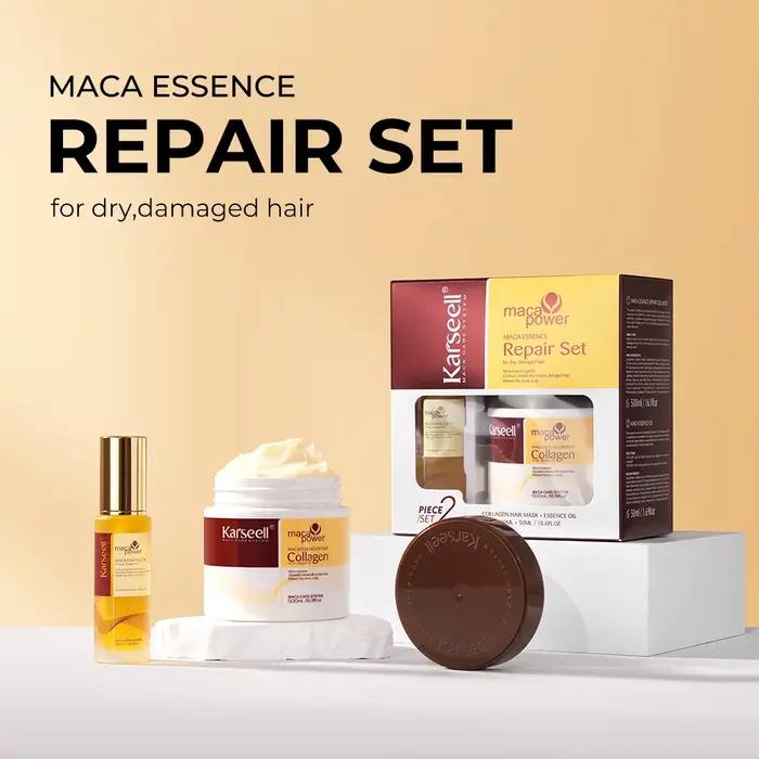 Karseell-Traitement capillaire au collagène, masque réparateur en profondeur, 500ml + sérum à l'huil