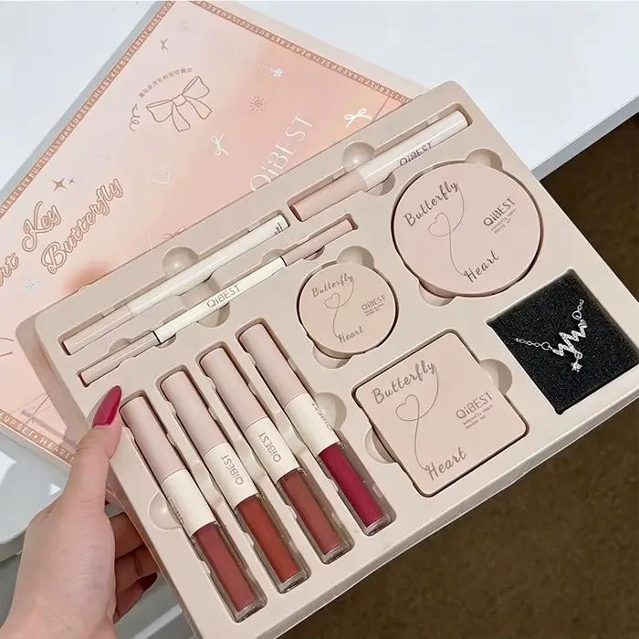 Ensemble de maquillage pour le visage, gloss à lèvres double embout, poudre pressée, blush, fard à p