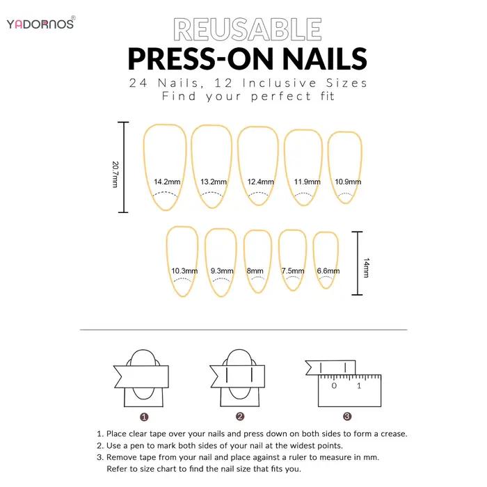 JoDecor-Faux ongles à imprimé zèbre rose, diamant flash, style français, presse sur N64.Star, Y2k, j