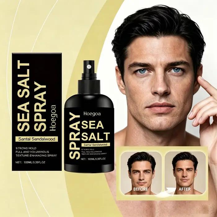 Spray au sel de mer pour cheveux homme 100ML, spray coiffant volumisant et texturant, soin fixateur 