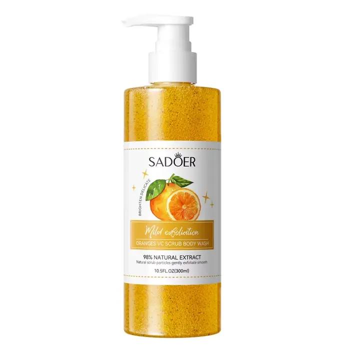Gel douche exfoliant pour le corps à l'orange 300 ml, un nettoyant corporel contenant de l'extrait d