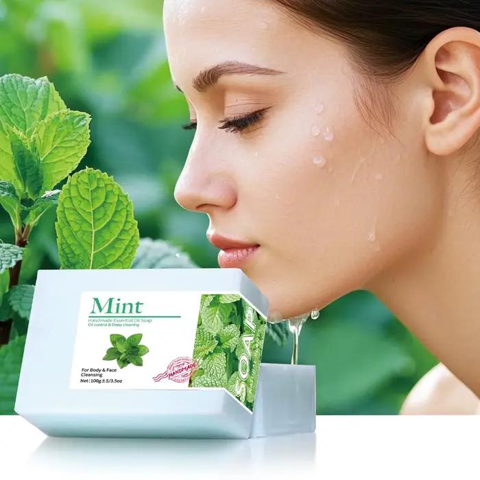 Savon nettoyant aux huiles essentielles de menthe, savon fait main pour le nettoyage, savon aux huil