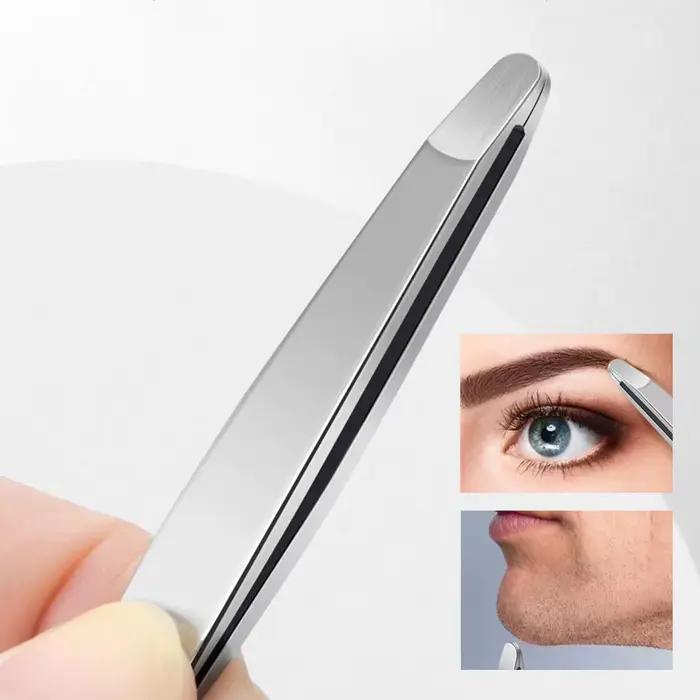 Pincettes à sourcils en acier inoxydable, dissolvant de poils du visage, pincettes antidérapantes, o