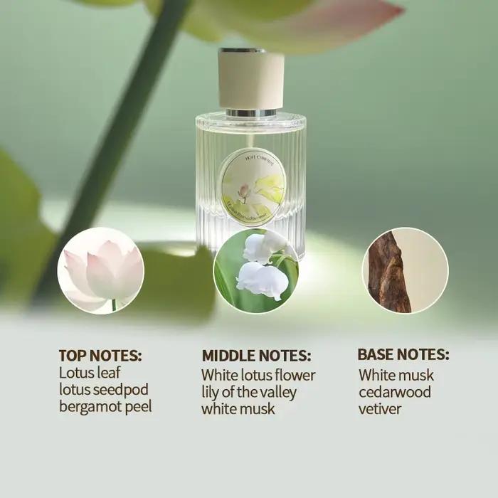Parfum de lotus frais, fragrance florale et boisée longue durée, beauté orientale, mélangé à du lotu