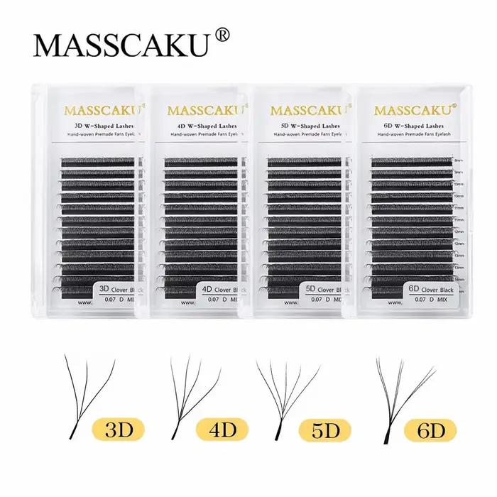 MASSCAKU 3D 4D 5D6D W forme cils trèfle Bloom fait à la main préfabriqué naturel doux lumière cils a