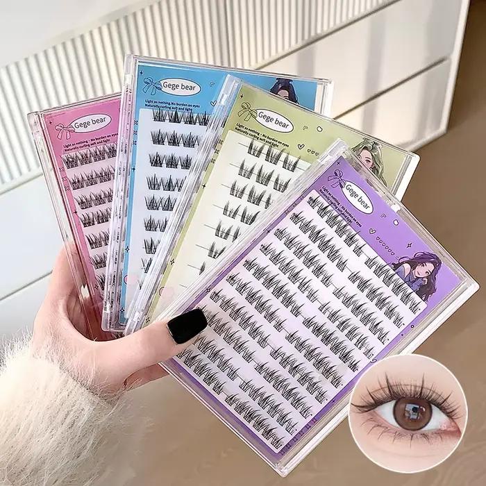 Gegebear grande capacité sans colle faux cils tournesol naturel épais C Curling cils segmentés adapt