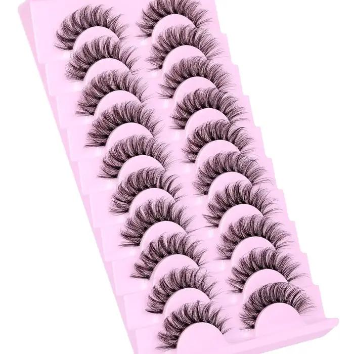 10 paires de faux cils naturels moelleux cils vaporeux bande de Volume 3D cils D Curl faux cils avec