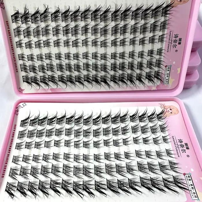 Faux cils manga œil de renard, 32 rangées, grande capacité, optique conique, segmenté, grappe indivi