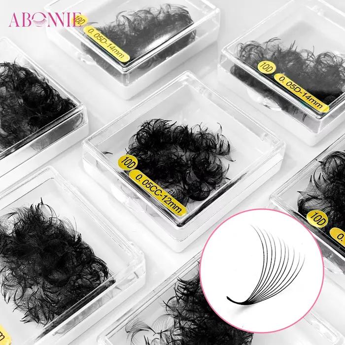 Abonnie 18mm Extensions de cils pré-faits en éventail à base pointue pour volume intense