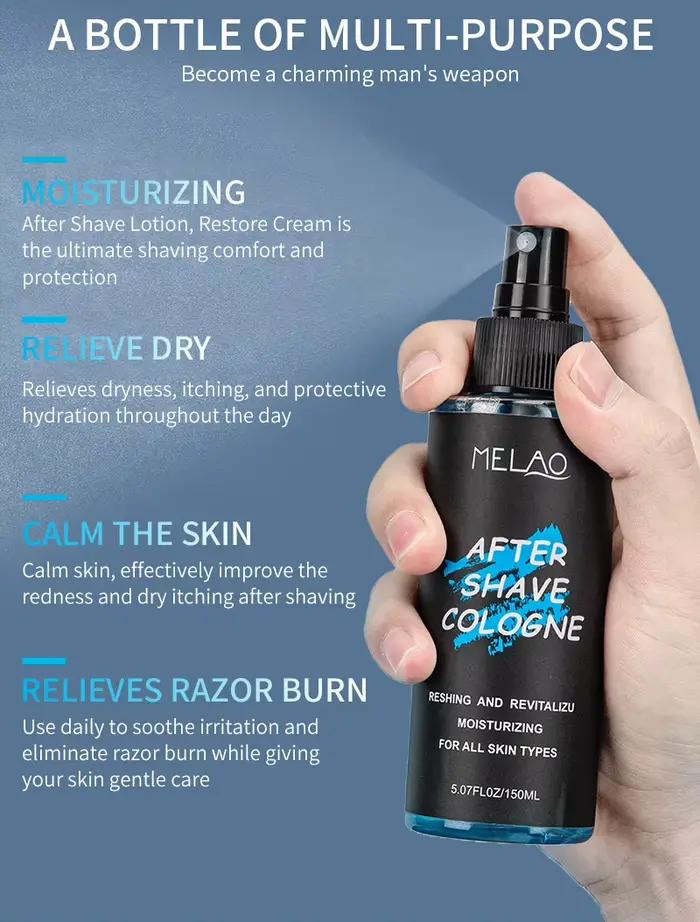 Spray après-rasage de Cologne – Traitement hydratant et apaisant pour la peau de la barbe, soin après-rasage