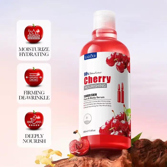 Sérum Visage aux Acides de Fruits 500ml Cerise VC – Essence Corporelle Éclaircissante