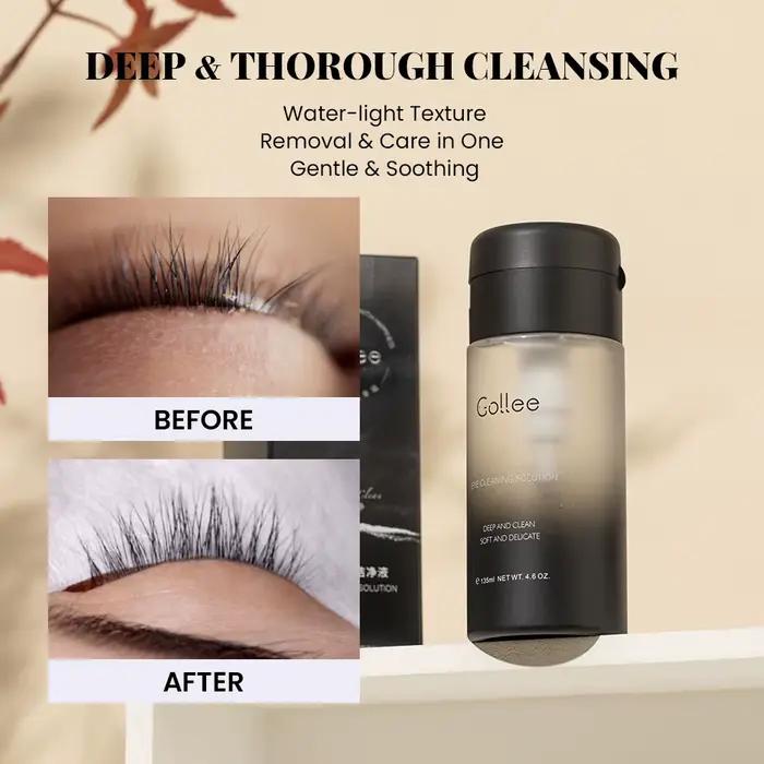Gollee 135ml Eau Nettoyante Douce pour Cils et Peau des Yeux Avant et Après Greffe