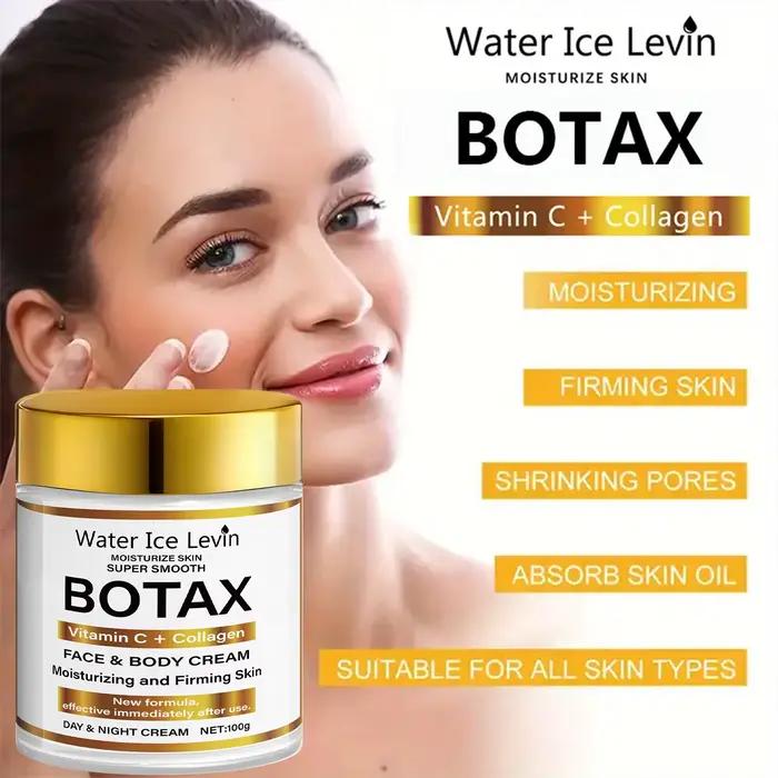 Crème Water Ice Levin BOTAX : Vitamine C + Hydratant visage et corps au collagène pour raffermir et peaux super lisses. Utilisation jour/nuit