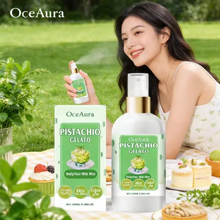 OceAura Brume Corporelle Hydratante Longue Durée à la Fraise, Éclaircissante et Lissante, Parfum Cheveux 100g