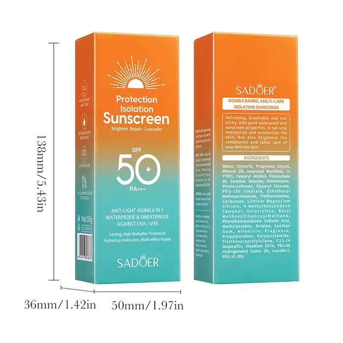Crème solaire SPF50+ pour le visage et le corps
