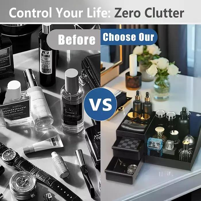 Organisateur de Cologne pour hommes, support de Cologne pour commode, support de parfum, organisateur de comptoir de salle de bain avec tiroirs