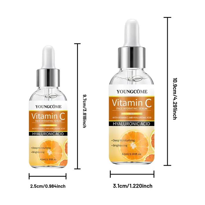 Sérum hydratant pour le visage à la vitamine C, soin éclaircissant de la peau avec acide hyaluronique, essence hydratante profonde pour un éclat quotidien