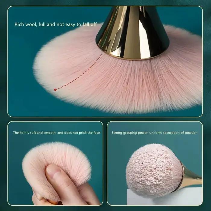 Pinceau de maquillage en éventail doré Rose