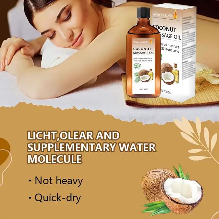Huile de massage à la noix de coco. Hydratation non grasse. Extrait naturel de Cocos Nucifera. Hydratant à l'acide