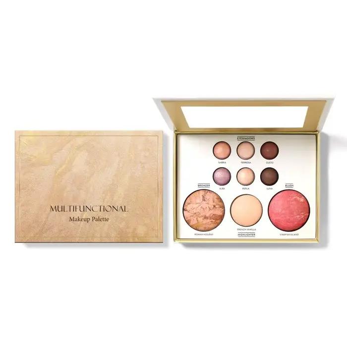 Palette de maquillage multifonctionnelle comprenant des fards à paupières dorés
