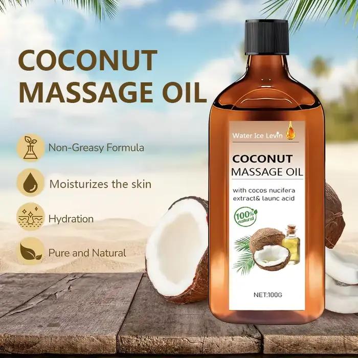 Huile de massage à la noix de coco. Hydratation non grasse. Extrait naturel de Cocos Nucifera. Hydratant à l'acide