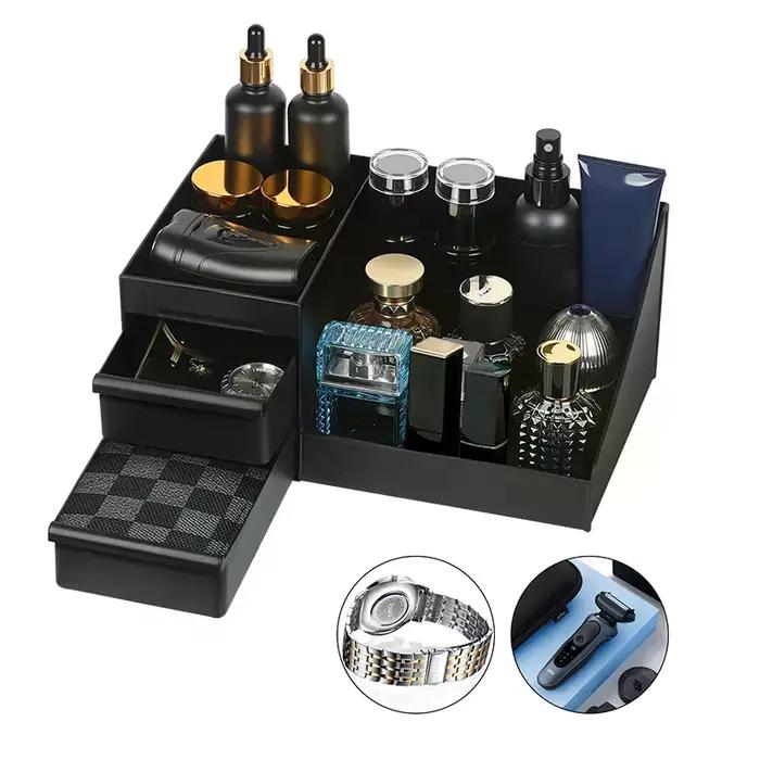 Organisateur de Cologne pour hommes, support de Cologne pour commode, support de parfum, organisateur de comptoir de salle de bain avec tiroirs