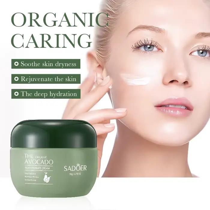 Crème hydratante pour le visage à l'avocat biologique SADOER - Hydratation intense