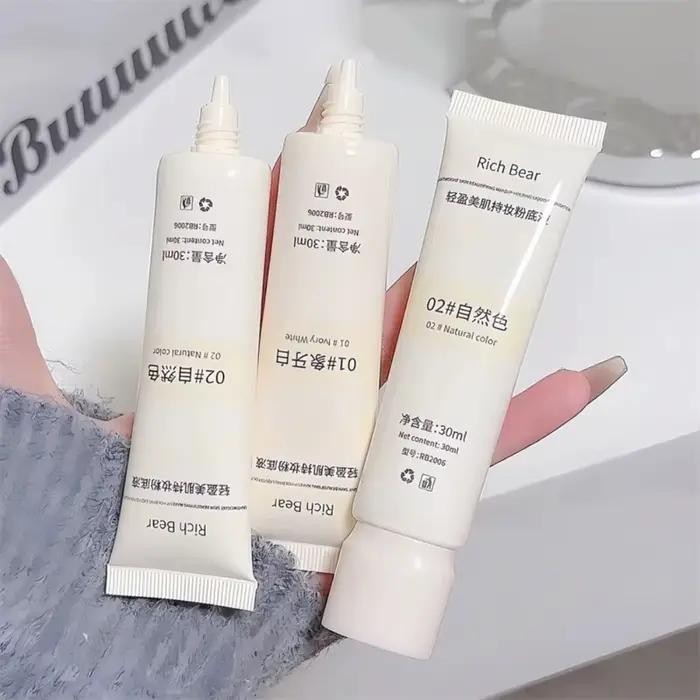 Fond de Teint Liquide Hydratant Blanc Ivoire Couleur Naturelle Imperméable Crème BB Longue Durée Légère Non Collante Maquillage