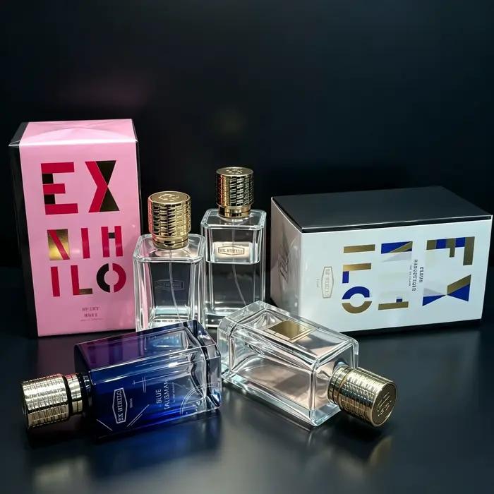 Ex Nihilo propose un parfum boisé pour homme, Blue Talisman, et un parfum pour femme, Fleur Narcotique