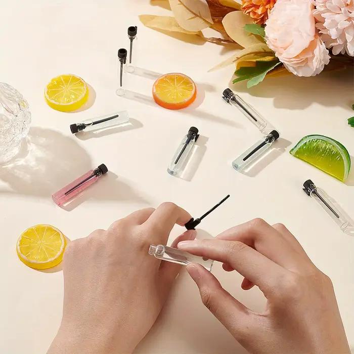 100 pièces + 10 accessoires échantillon de parfum rechargeable en verre de 1 ml avec 100 flacons compte-gouttes