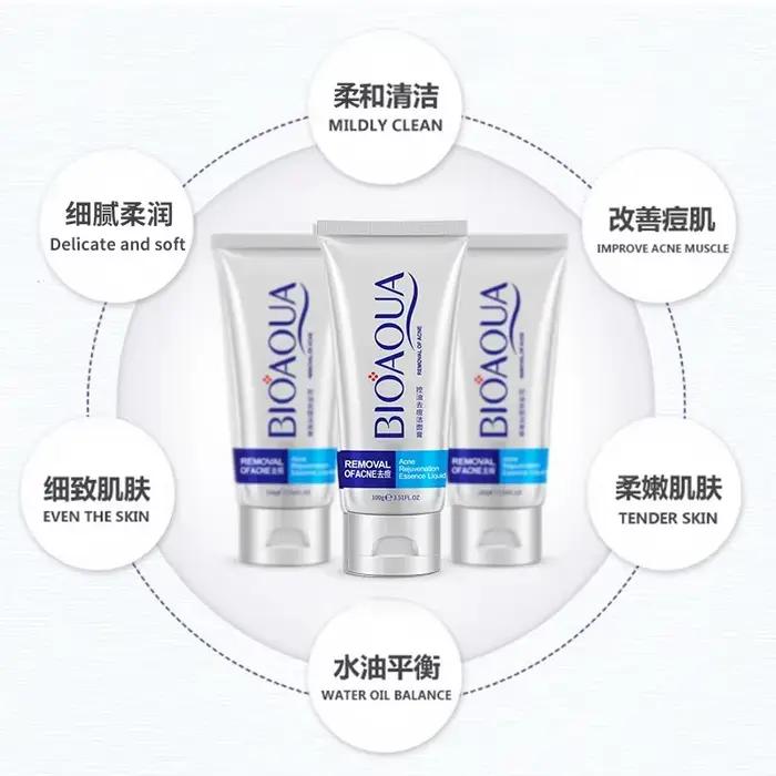 Bioaqua traitement de l'acné nettoyant pour le visage tête noire supprimer le contrôle de l'huile mousse de nettoyage en profondeur rétrécissement des Pores 100g