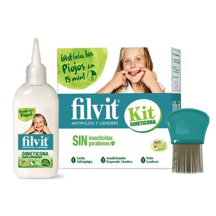 Filvit Dimeticona Anti Poux Lotion 125ml Coffret 3 Produits