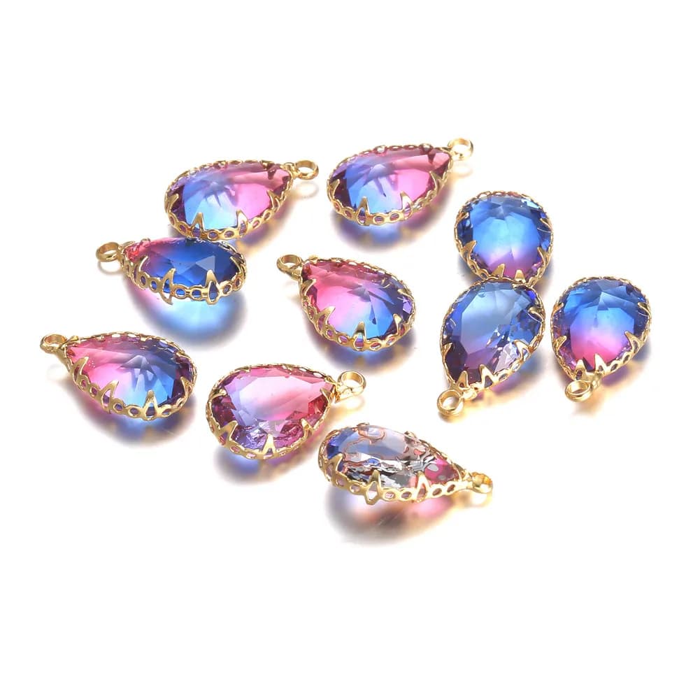 Breloques en cuivre colorées en cristal, goutte d'eau, pour la fabrication de bijoux, bricolage, cri