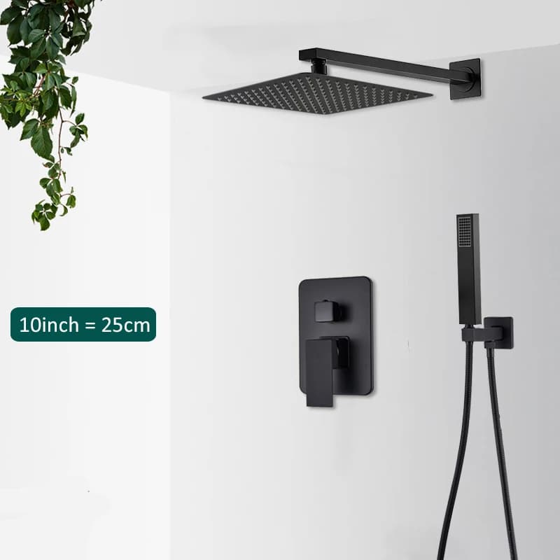 Système de douche dissimulé noir, cascade de pluie, salle de bains, ensemble de robinets de douche e