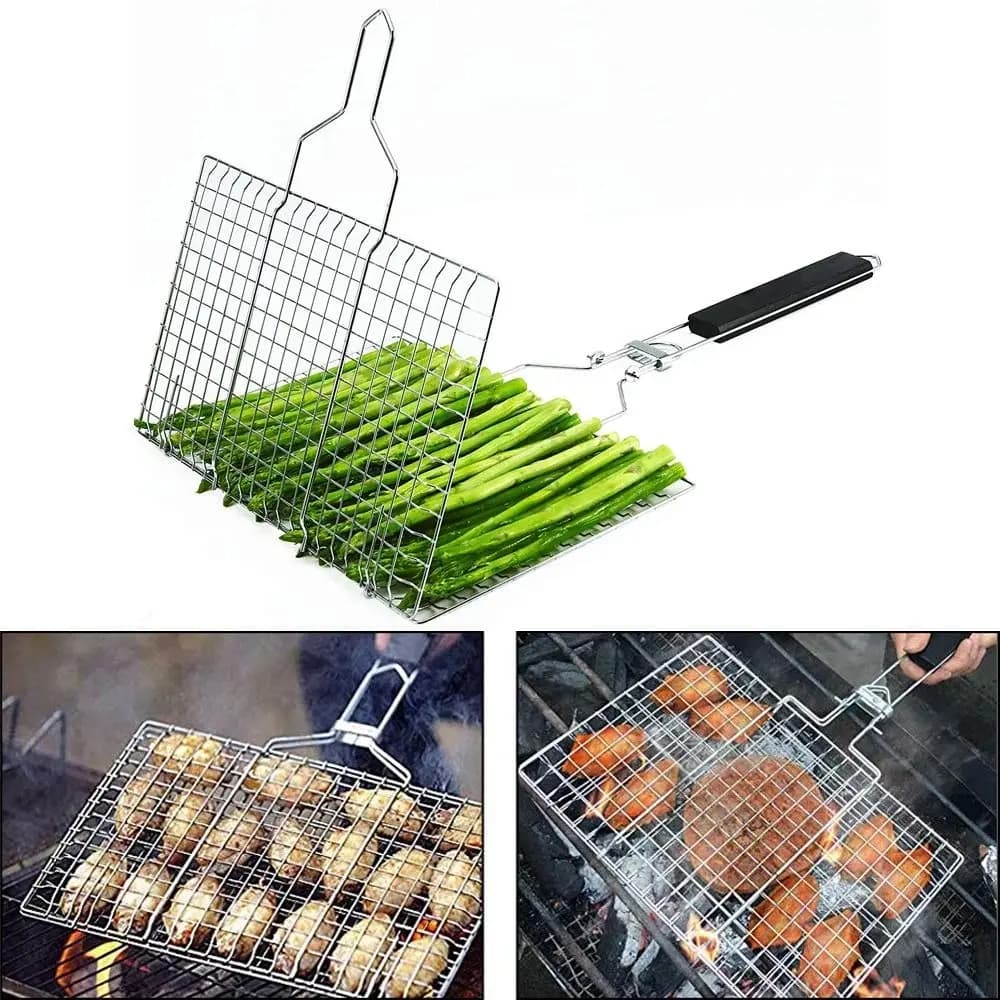 Maille antiarina en acier inoxydable pour barbecue, panier à griller, polymères de maille, viande, l