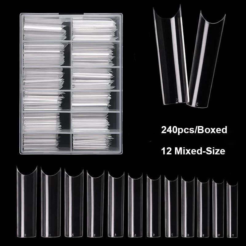 240 pièces/boîte multi-tailles XXL longs faux conseils presse sur ongles acryliques couverture compl