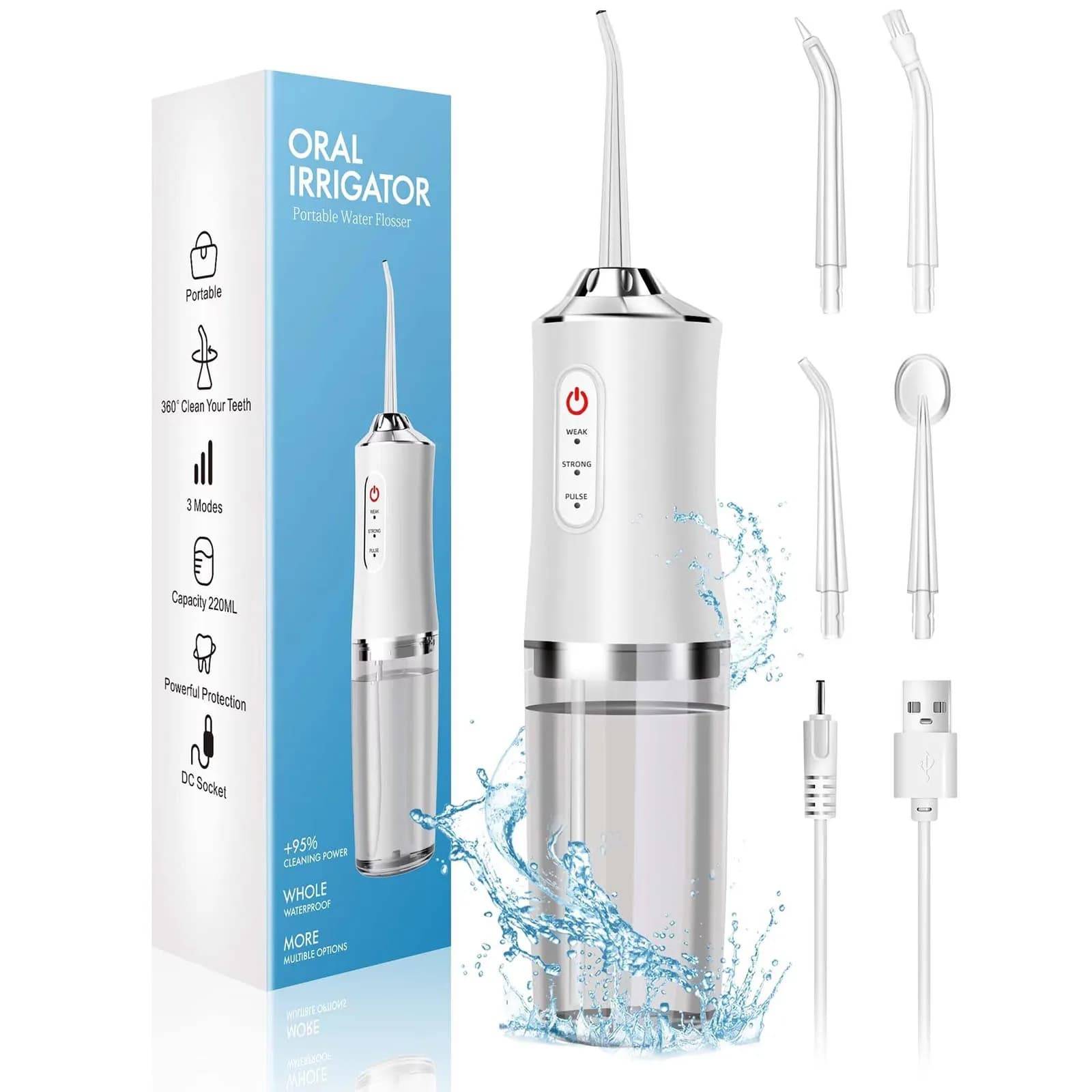 Irrigateur d'irrigation orale à eau puissant, Jet d'air à ultrasons, Machines de bain de bouche étan