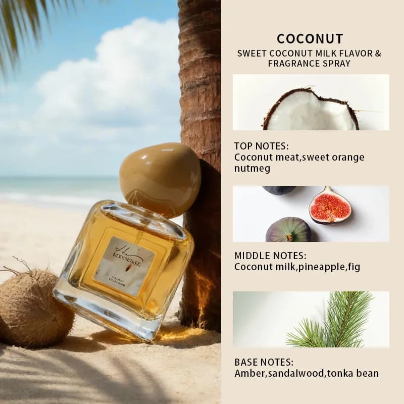 Parfum Coco Plage pour Femme – Brume Corporelle Non Grasse à l'Eau de Coco, Parfum Tropical Unisexe 