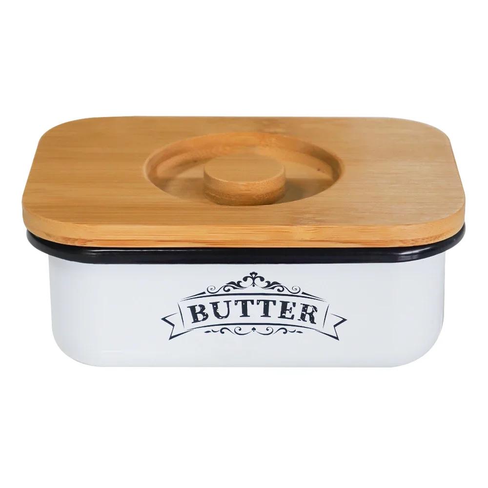 Beurrier avec Couvercle Style Campagne pour Plan de Travail, Boîte à Beurre en Métal avec Couvercle 