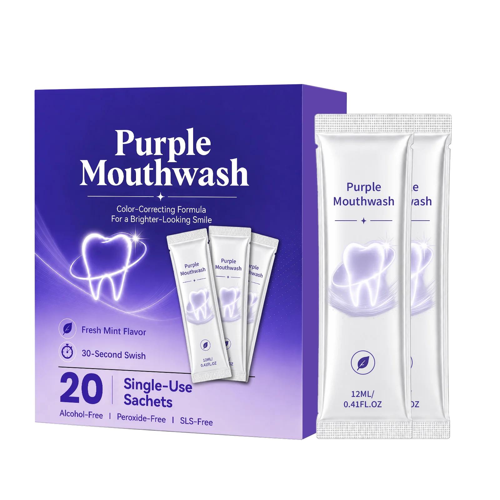 Bain de bouche violet à la menthe, haleine fraîche, rafraîchit les dents, blanchit, élimine le jauni