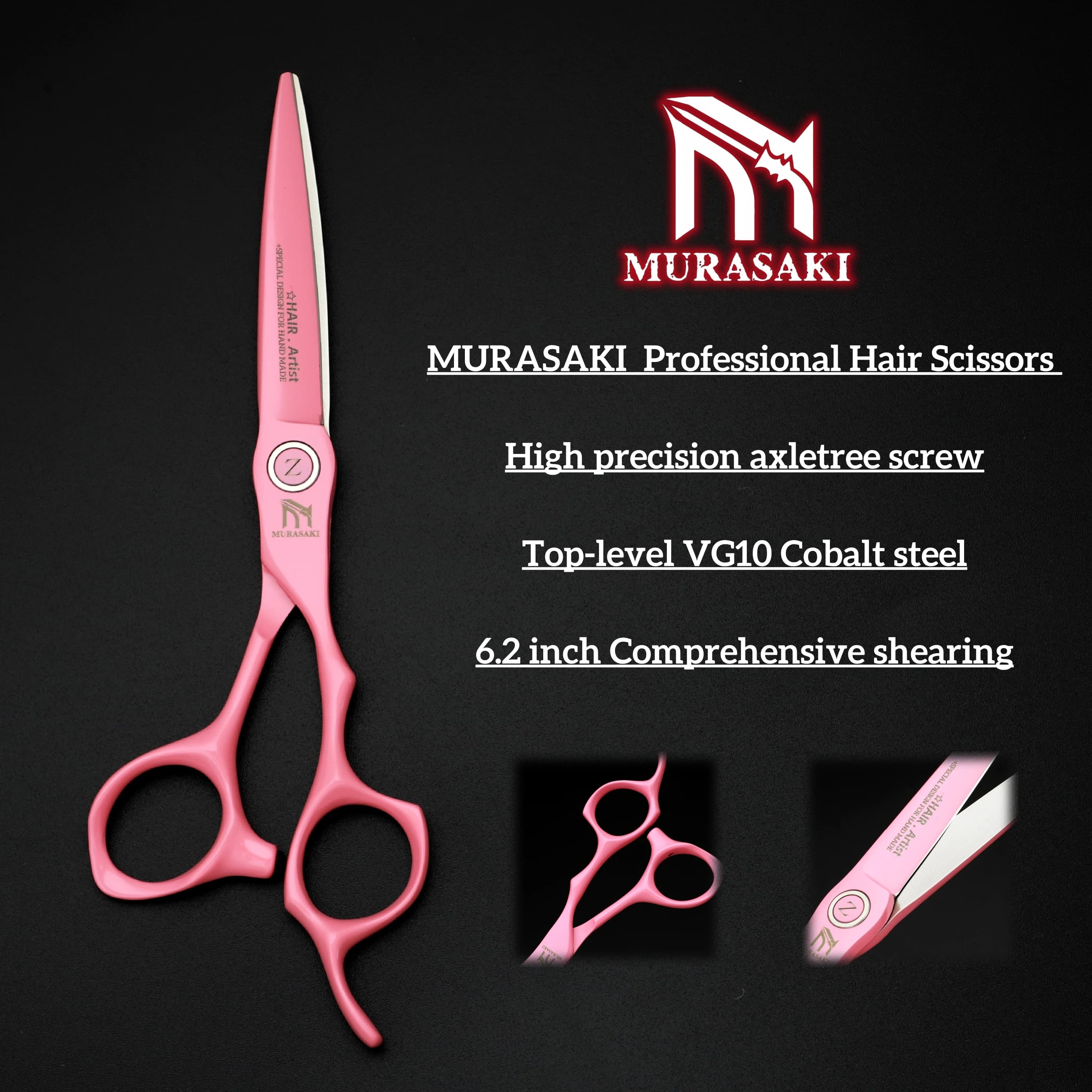 MURASAKI – ciseaux de coiffure de 6.2 pouces, ciseaux de barbier en acier Cobalt VG10, lame de cisai