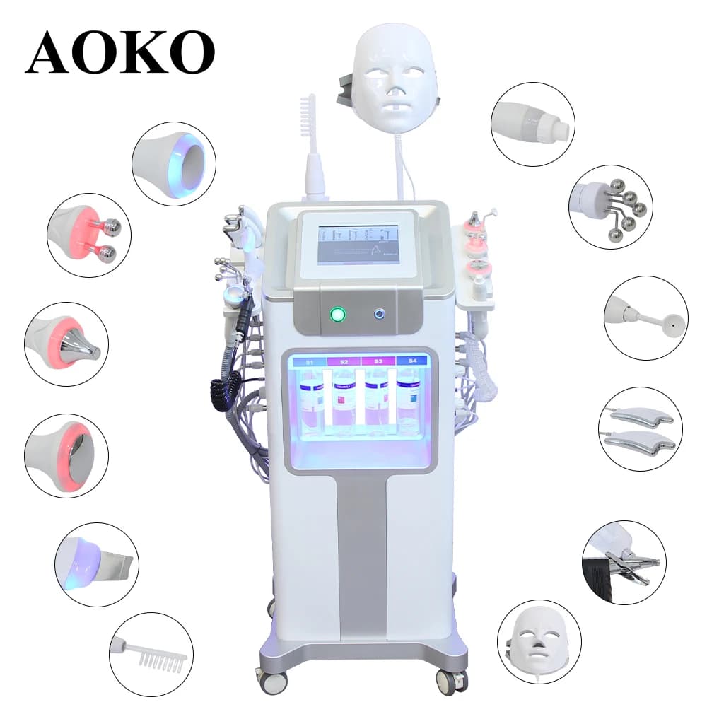 AOKO nouveau 12 IN1 Hydro Dermabrasion Aqua Peeling ultrasons soins du visage Injection d'oxygène ra