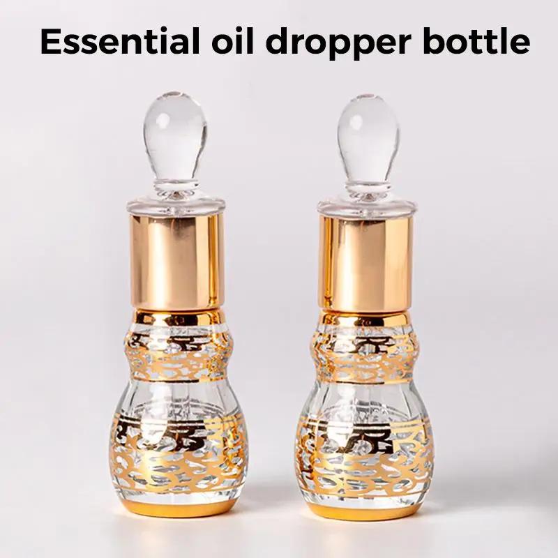 Flacon à bille doré en forme de gourde de 12 ml, flacon rechargeable pour huile de parfum, idéal pou