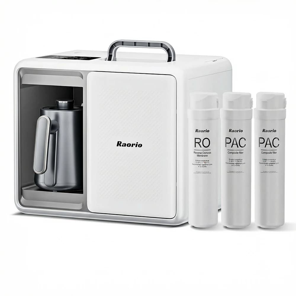 Filtre à eau portable 3-en-1 Raorio pour extérieur, randonnée, purification par osmose inverse (RO),