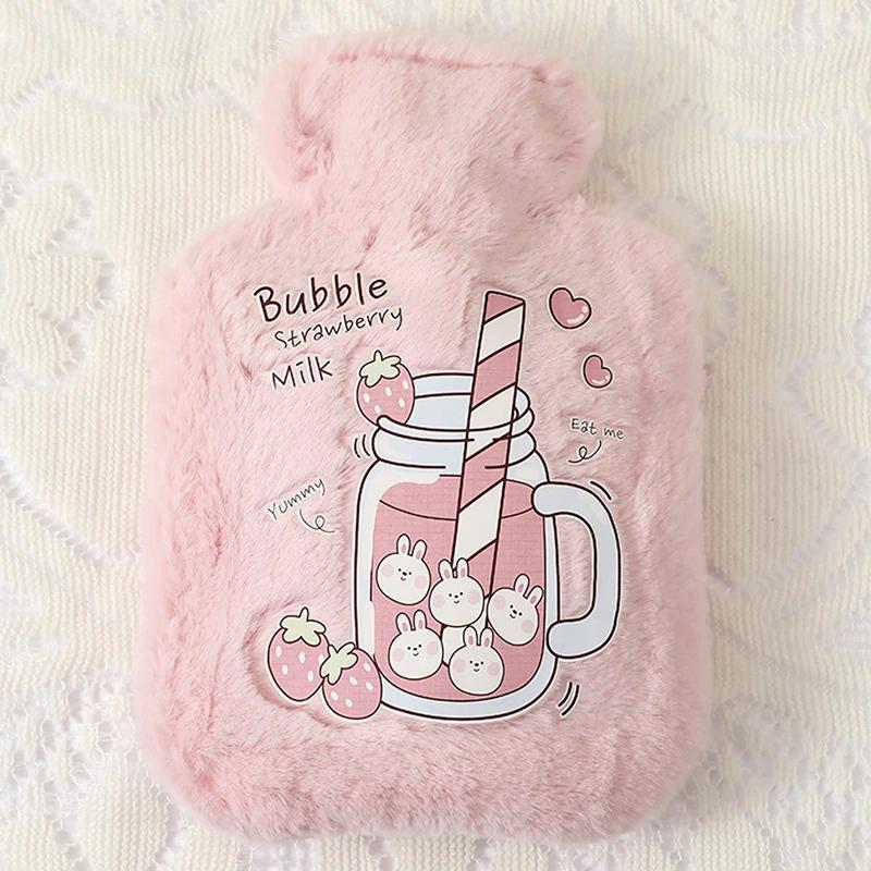 Bouillotte chauffe-mains à remplir d'eau chaude, motif dessin animé, petite, douce, réutilisable, an