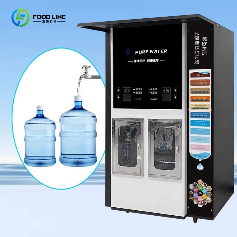 Distributeur d'eau à monnayeur en libre-service, machine intégrée de remplissage et de distribution 